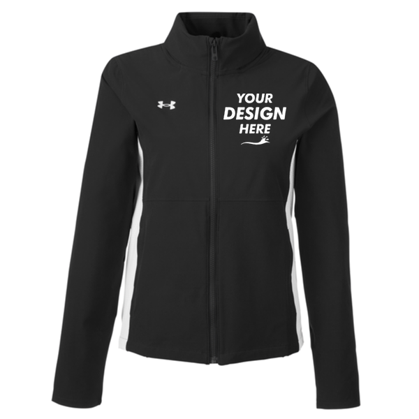 Under Armour Women's Rival Stretch Jacket, Black / White / White, Front view, Mockup