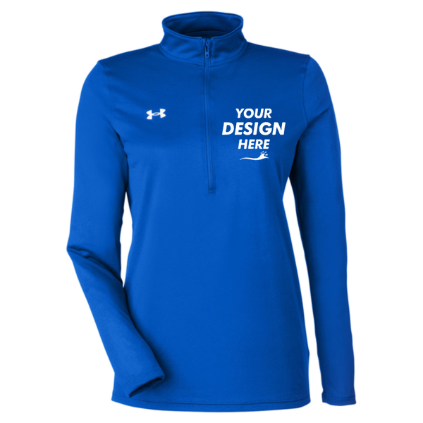 Under Armour Women's Team Tech™ Half-Zip Pullover, Royal / White, Front view, Mockup