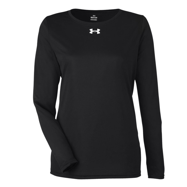 Under Armour Women's Team Tech™ Long Sleeve T-Shirt, Black / White, Front view