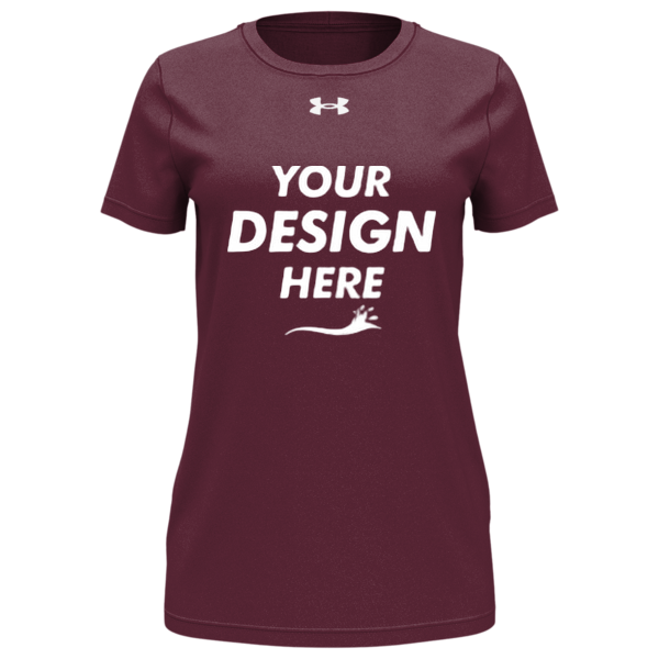 Under Armour Women's Team Tech™ T-Shirt, Maroon / White, Front view, Mockup
