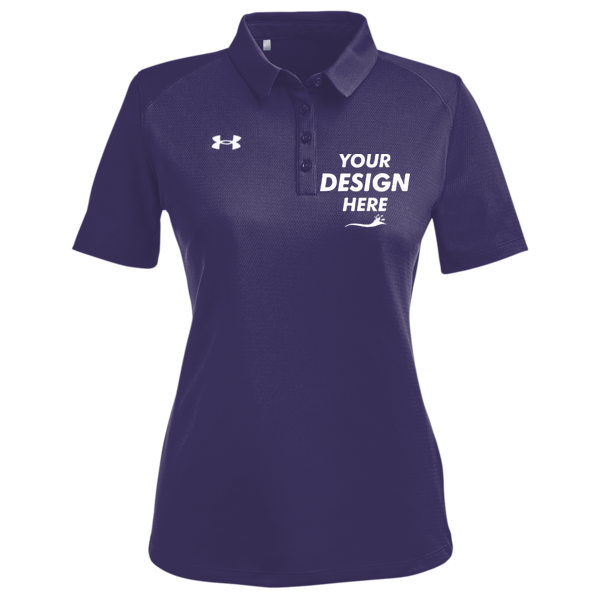 Under Armour Women's Tech™ Polo, Purple / White, Front view, Mockup