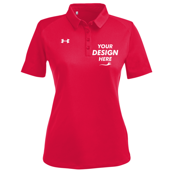 Under Armour Women's Tech™ Polo, Red / White, Front view, Mockup