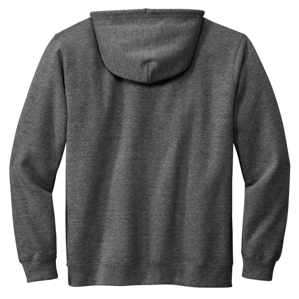 Volunteer Knitwear Chore Fleece Full Zip Hoodie, Charcoal Heather, Back view