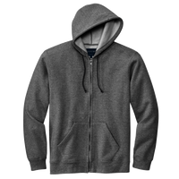 Volunteer Knitwear Chore Fleece Full Zip Hoodie, Charcoal Heather, Front view