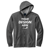 Volunteer Knitwear Chore Fleece Full Zip Hoodie, Charcoal Heather, Front view, Mockup
