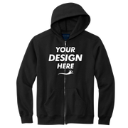 Volunteer Knitwear Chore Fleece Full Zip Hoodie, Deep Black, Front view, Mockup