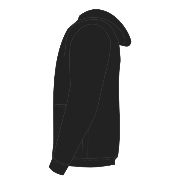 Volunteer Knitwear Chore Fleece Full Zip Hoodie, Deep Black, Left Sleeve view